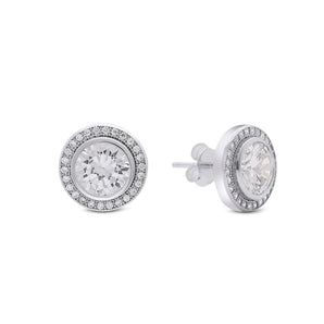 Classic Round Cubic Zirconia Halo Stud Earrings