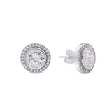 Classic Round Cubic Zirconia Halo Stud Earrings