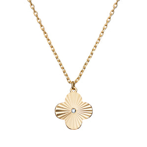 Clover Shaped Gold Plated Pendant Necklace, 925  Sterling Silver