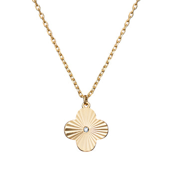 Clover Shaped Gold Plated Pendant Necklace, 925  Sterling Silver