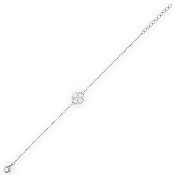 925 Sterling Silver Clover Heart Bracelet