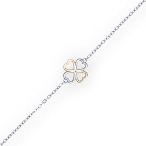 925 Sterling Silver Clover Heart Bracelet