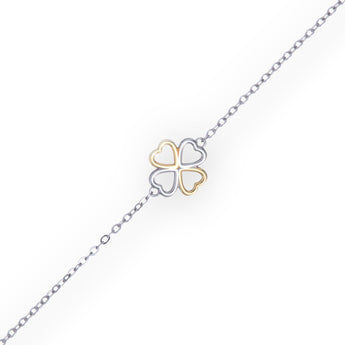925 Sterling Silver Clover Heart Bracelet