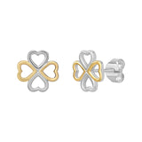 Clover Heart Stud Earrings – Hypoallergenic Silver & 18ct Gold Plating