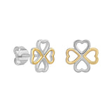Clover Heart Stud Earrings – Hypoallergenic Silver & 18ct Gold Plating