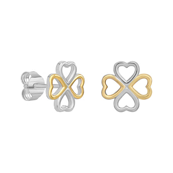 Clover Heart Stud Earrings – Hypoallergenic Silver & 18ct Gold Plating
