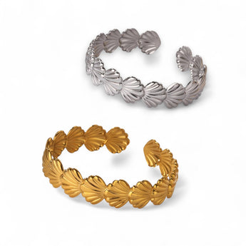 Amnesia Jewellery | 18ct Gold Plated Copacabana Shell Cuff Bangle Bracelet