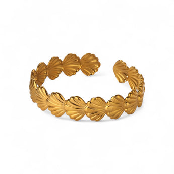 Amnesia Jewellery | 18ct Gold Plated Copacabana Shell Cuff Bangle Bracelet