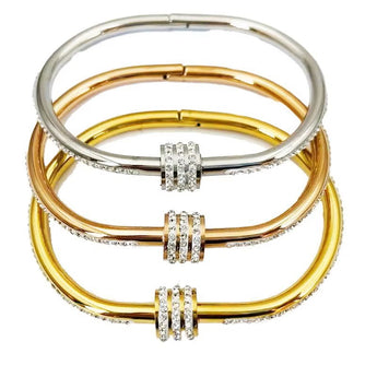 Amnesia Jewellery | Gold Plated /Stainless Steel / Rose gold Crystal Bangle. Our Crystal Wrap Bangle, crafted from stainless steel and elegantly wrapped in a choice of rose gold, yellow gold, or classic stainless steel. Tarnish Free and waterproof. Shop now for quality Jewellery/Jewelry!