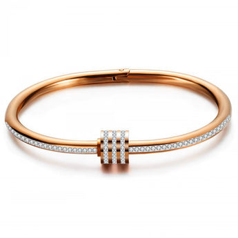 Amnesia Jewellery | Gold Plated /Stainless Steel / Rose gold Crystal Bangle. Our Crystal Wrap Bangle, crafted from stainless steel and elegantly wrapped in a choice of rose gold, yellow gold, or classic stainless steel. Tarnish Free and waterproof. Shop now for quality Jewellery/Jewelry!