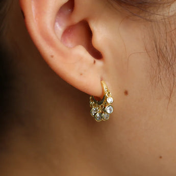 Amnesia Jewellery | Gold Plated Stainless Steel Crystal Huggie Hoops