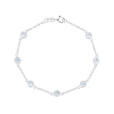 Cubic Zirconia Bezel Set Station Bracelet