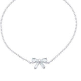 Silver Cubic Zirconia Bow Bracelet