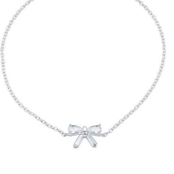 Silver Cubic Zirconia Bow Bracelet