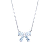 Silver Cubic Zirconia Bow Necklace