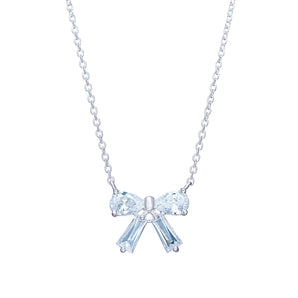 Silver Cubic Zirconia Bow Necklace