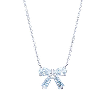 Silver Cubic Zirconia Bow Necklace