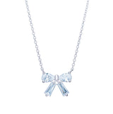 Silver Cubic Zirconia Bow Necklace