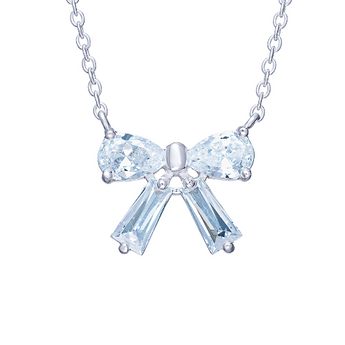 Silver Cubic Zirconia Bow Necklace