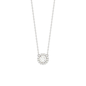 Silver Cubic Zirconia Circle Necklace