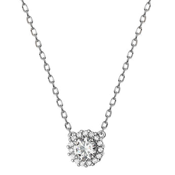Silver Cubic Zirconia Circle Necklace