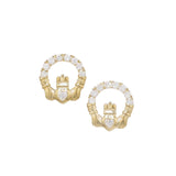9ct Gold Cubic Zirconia Claddagh Earrings