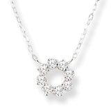 Silver Cubic Zirconia Flower Necklace