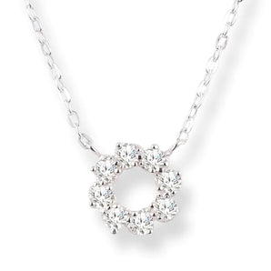 Silver Cubic Zirconia Flower Necklace