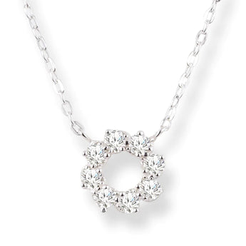 Silver Cubic Zirconia Flower Necklace