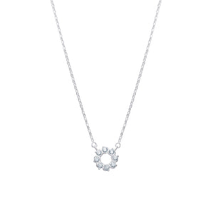 Silver Cubic Zirconia Flower Necklace
