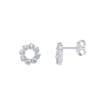 Cubic Zirconia Flower Stud Earrings