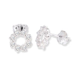 Cubic Zirconia Flower Stud Earrings