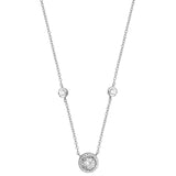 Silver Cubic Zirconia Halo Dot Necklace 