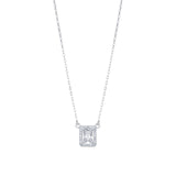 Cubic Zirconia Halo Silver Drop Necklace