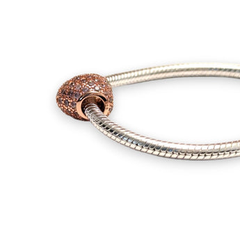 Rose Gold Plated Heart Sterling Silver CZ Charm