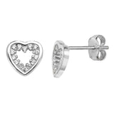 Silver Cubic Zirconia Heart Shaped Earrings