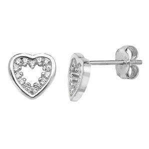Silver Cubic Zirconia Heart Shaped Earrings
