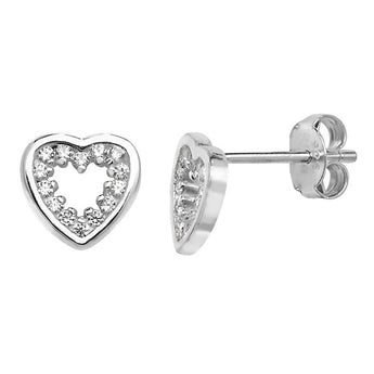 Silver Cubic Zirconia Heart Shaped Earrings