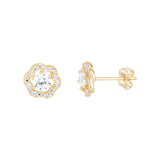 9ct Gold Cubic Zirconia Hexagon Stud Earrings