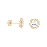 9ct Gold Cubic Zirconia Hexagon Stud Earrings