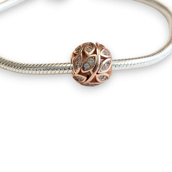 Rose Gold Plated Sterling Silver Leaf Design Charm