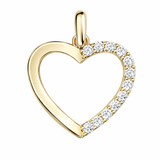 9ct Gold Cubic Zirconia Open Heart Pendant Necklace