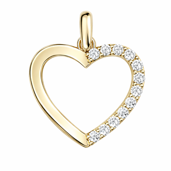 9ct Gold Cubic Zirconia Open Heart Pendant Necklace