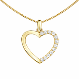 9ct Gold Cubic Zirconia Open Heart Pendant Necklace