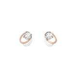 Rose Gold Oval Link Cubic Zirconia Earrings