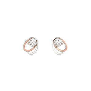 Rose Gold Oval Link Cubic Zirconia Earrings
