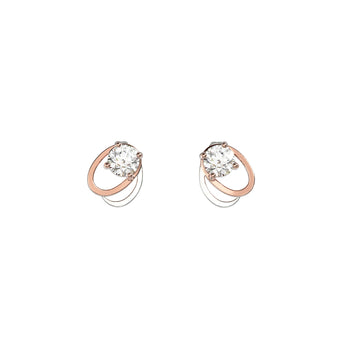 Rose Gold Oval Link Cubic Zirconia Earrings