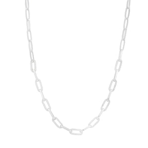 Sterling Silver Paperclip and Cubic Zirconia Necklace