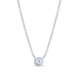 Cubic Zirconia Solitaire Silver Necklace