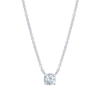 Cubic Zirconia Solitaire Silver Necklace